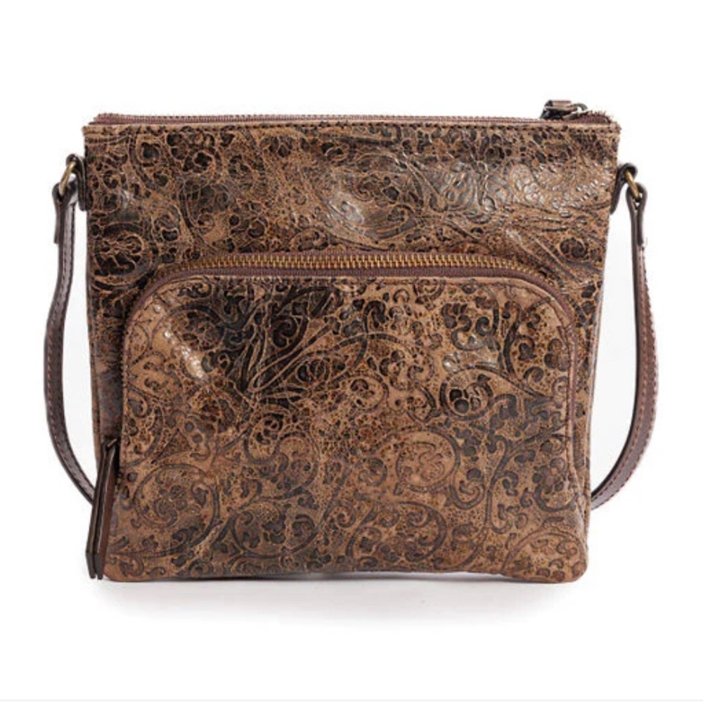 Leather Crossbody Bag with Floral Design